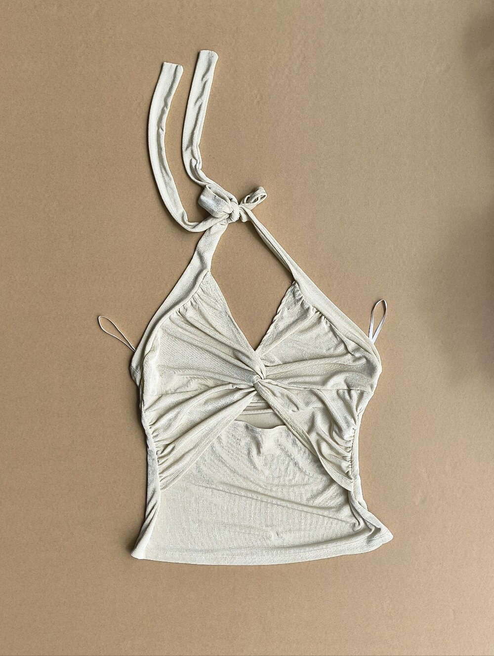 SHEIN Soft Beige Halter Twist Top